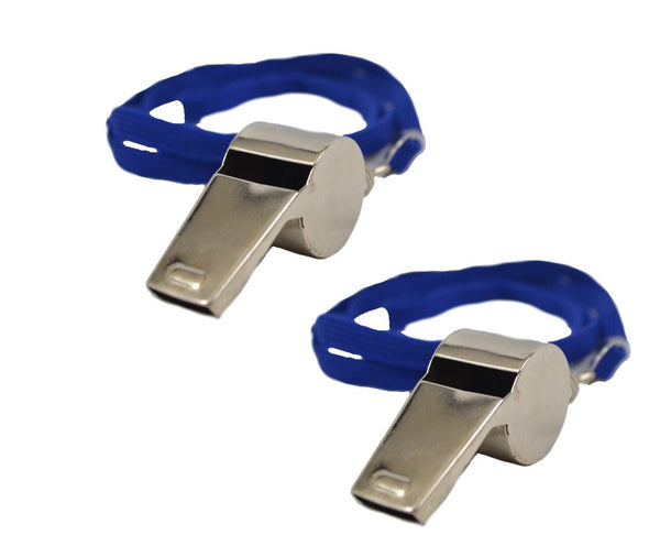 Coaches and Referees 2-Pack Metal Whistles with Lanyard. Extra Loud Whistles Great for All Sports Including Football, Swimming, Soccer and for Lifeguards. Long Lasting and Will Operate Even When Wet.