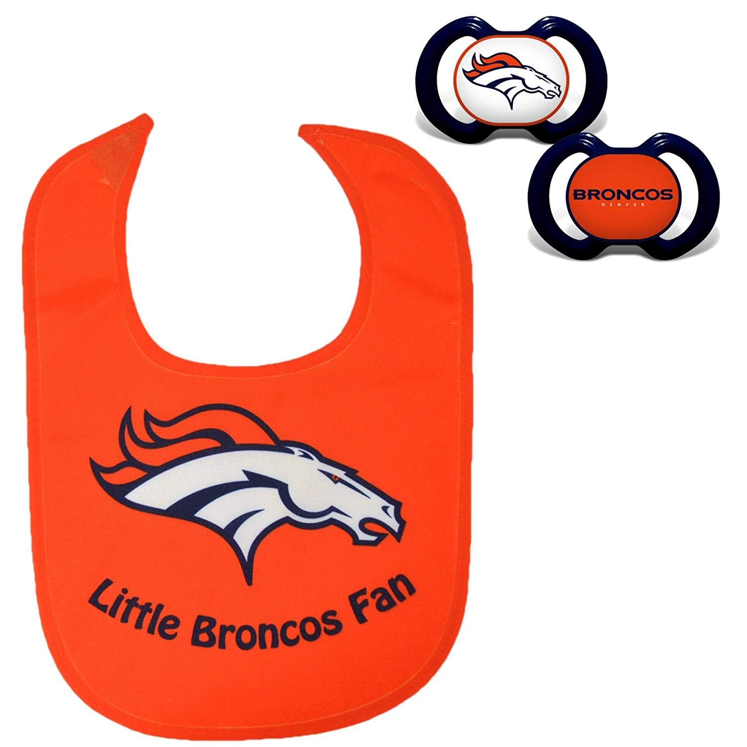 Official NFL Fan Shop Authentic Baby Pacifier and Bib Bundle Set. Start Out Early in Joining The Fan Club and Show Support for Your Favorite Football Team