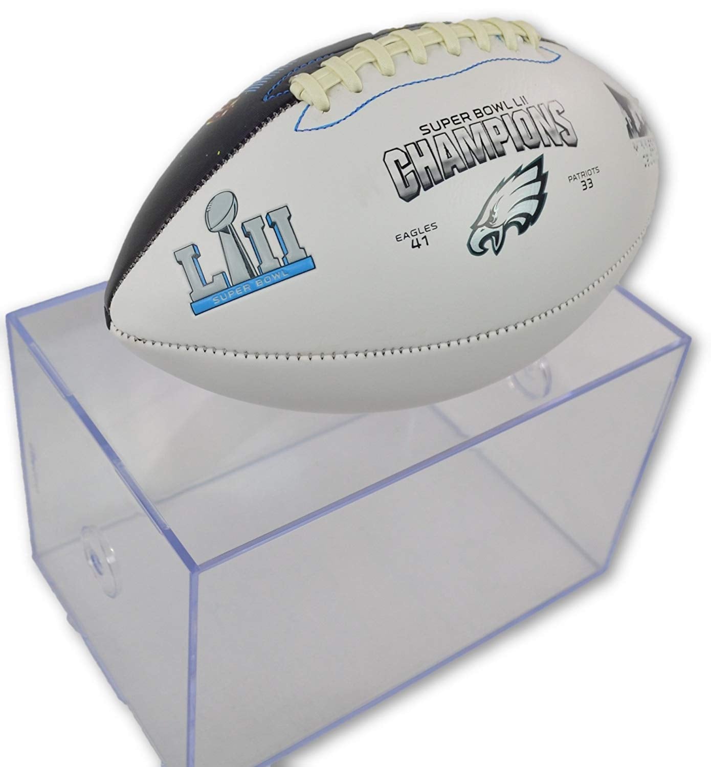 Jarden Sports Licensing/Pro-Mold Official National Football League Fan Shop Authentic NFL Signature Series Super Bowl Ball and Display Case. Great Collectible Bundle for the office or Man Cave