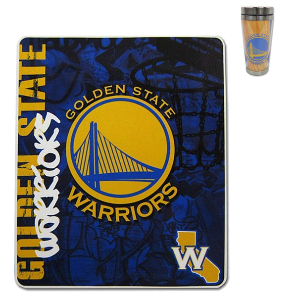 The Northwest Company NBA Fan Shop Authentic 50" x60" NBA Fleece Throw Blanket 15 oz Stainless Steel Travel Mug Bundle. Show Support You Favorite Team While Relaxing Staying Warm