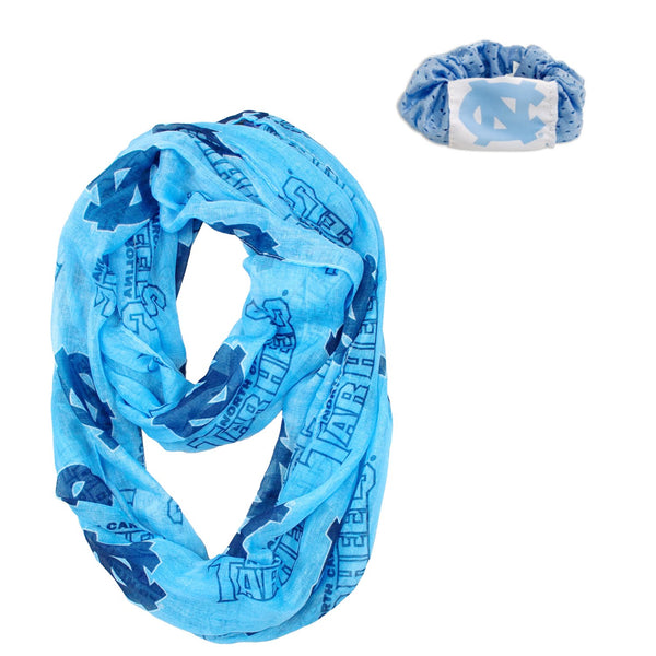 NCAA Merchandise Official National Collegiate Athletic Association Fan Shop Authentic NCAA Infinity Scarf and Hair Twist - Scrunchie Set. Show School Pride Everywhere